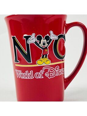 World Of Disney NYC Red Ceramic Mug Mickey Mouse Tall 3D Design 16oz Dishwasher